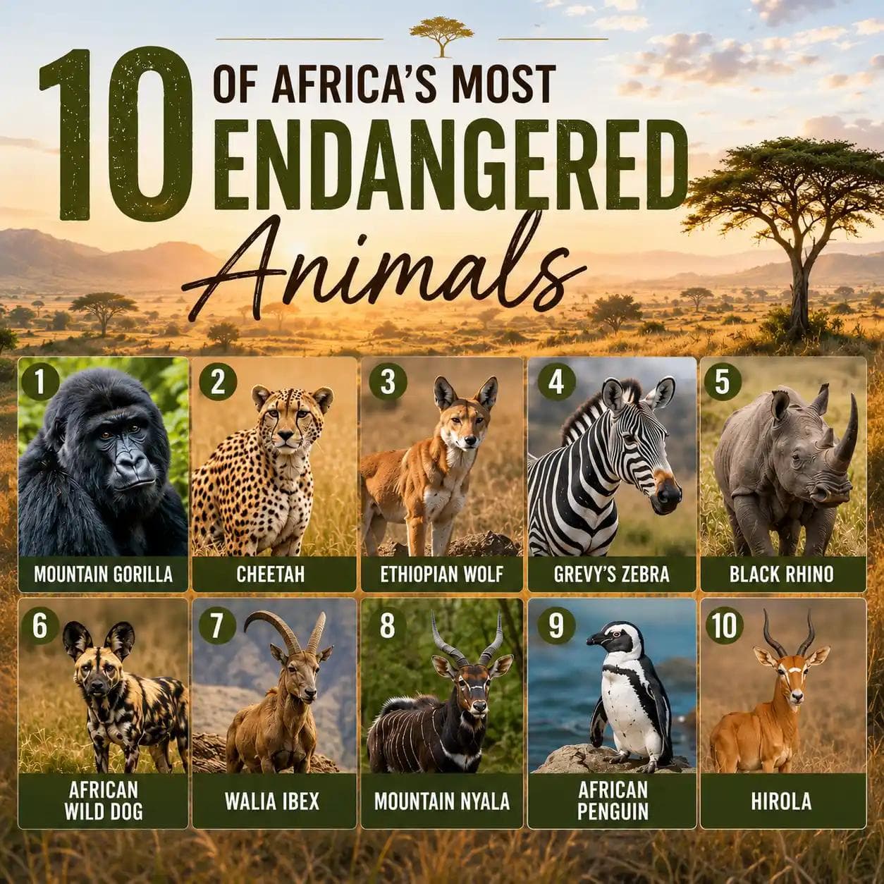 Endangered African wildlife and conservation