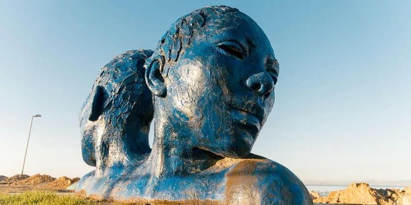 Blue artwork on the mouille point promenade. seapoint cape townjpg